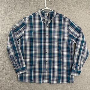 Artefact Shirt Men XL Teal‎ Purple Plaid Casual Regular Fit LS Button Down